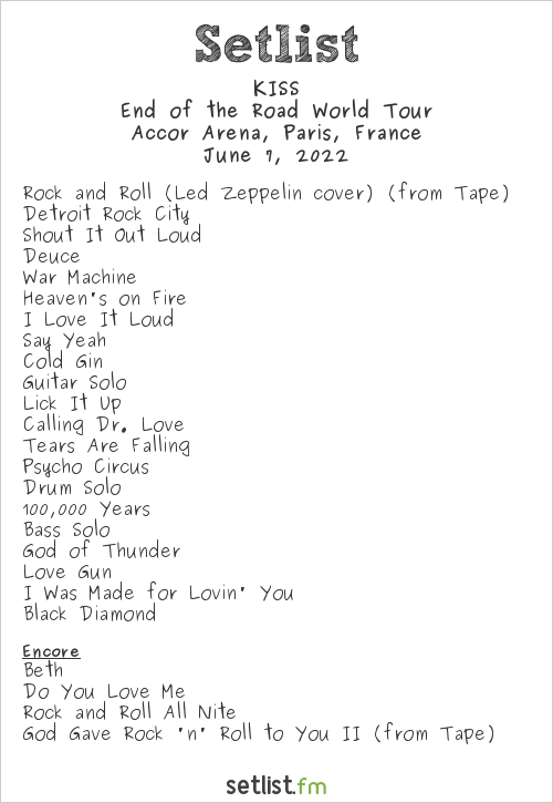 KISS SETLIST